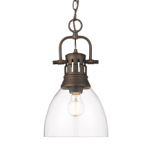 Golden Canada 3602-S RBZ-CLR - Yep by Golden Lighting Duncan 1-light 9in chain hung Pendant in Rubbed Bronze and Clear Glass